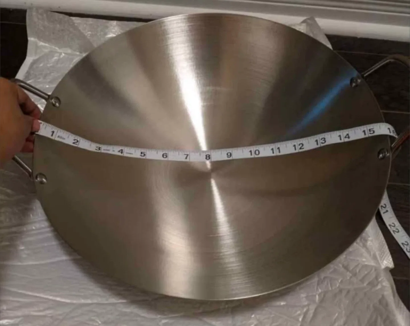 brand new large capacity 15 inch stainless steel wok image indicator(4)