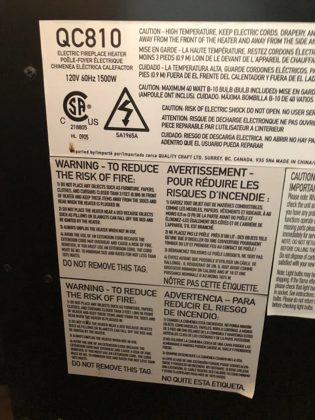 Electric Fireplace Heater - Black image indicator(2)