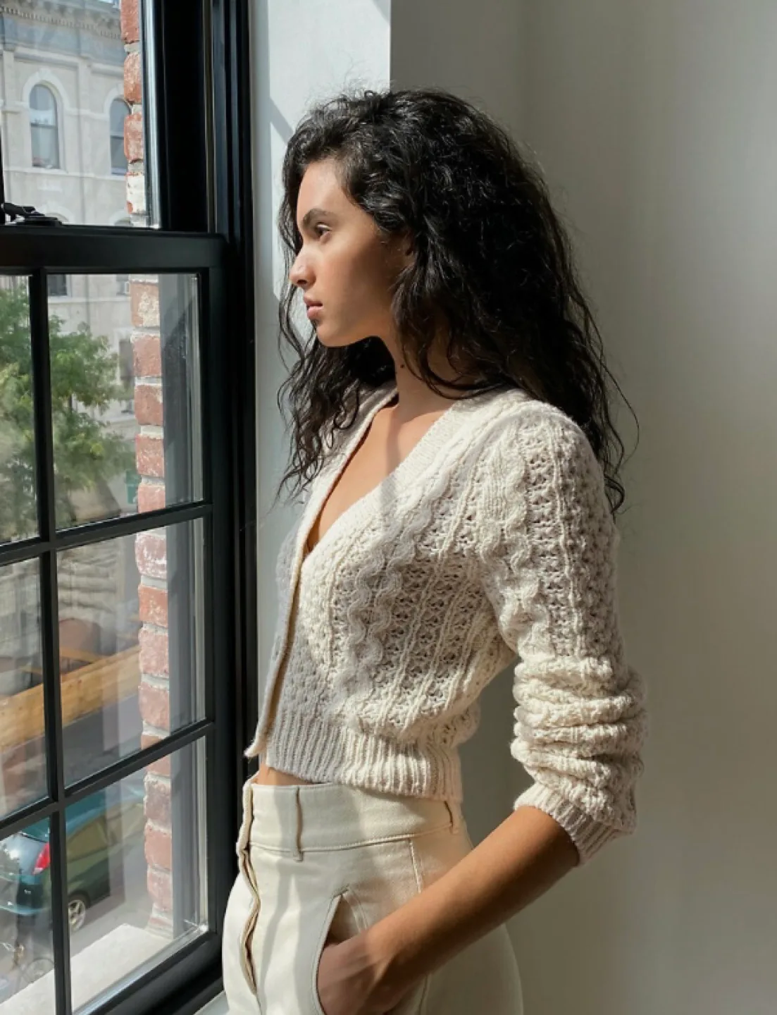 Aritzia Wilfred Free Adley Cable Knit Cropped Cardigan image indicator(4)