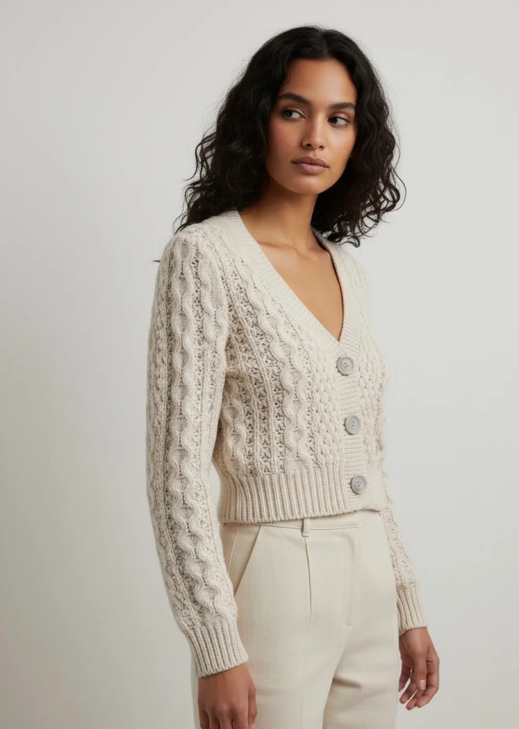 Aritzia Wilfred Free Adley Cable Knit Cropped Cardigan thumbnail