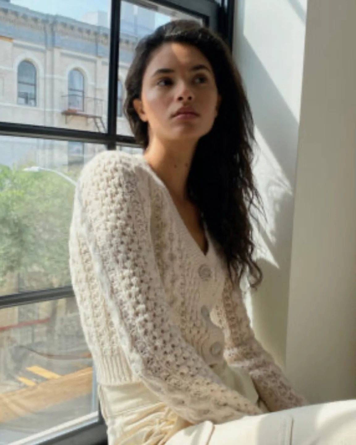 Aritzia Wilfred Free Adley Cable Knit Cropped Cardigan image indicator(5)