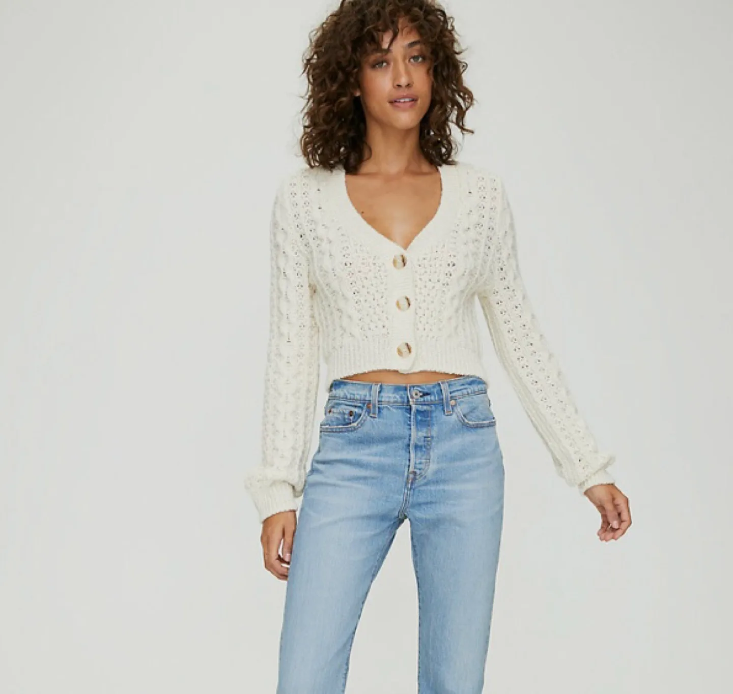 Aritzia Wilfred Free Adley Cable Knit Cropped Cardigan image indicator(2)