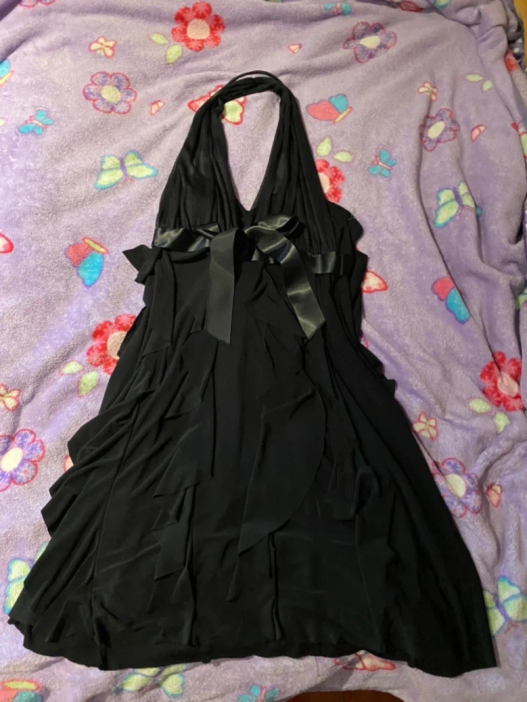 Black Halter Dress with Ribbon Detail thumbnail