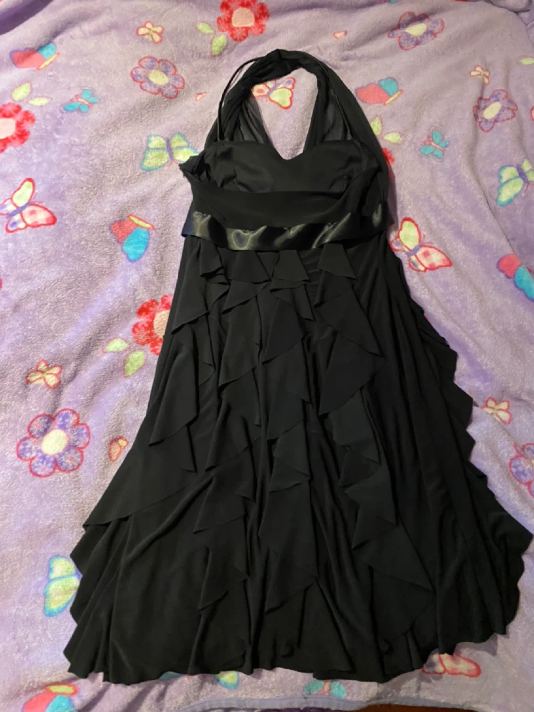 Black Halter Dress with Ribbon Detail - photo 2