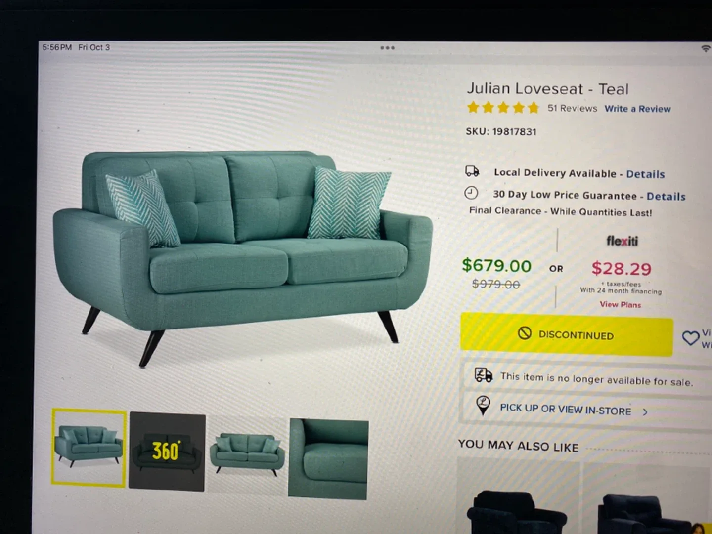 Leon's Julian Teal Loveseat & 2 Chair Set image indicator(3)