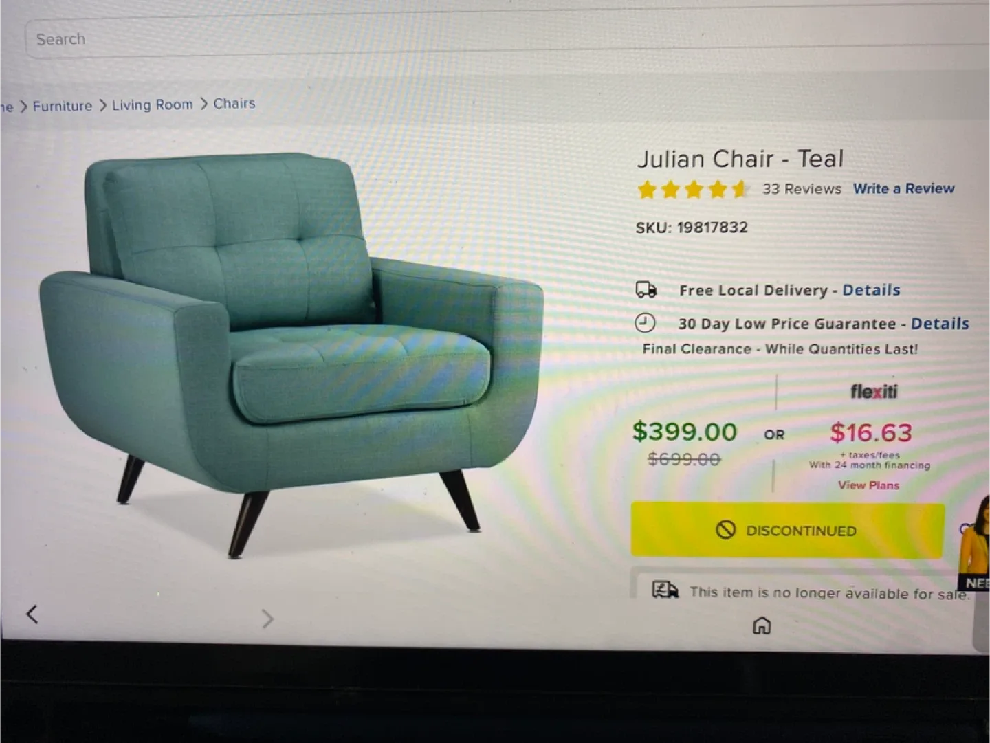 Leon's Julian Teal Loveseat & 2 Chair Set image indicator(4)