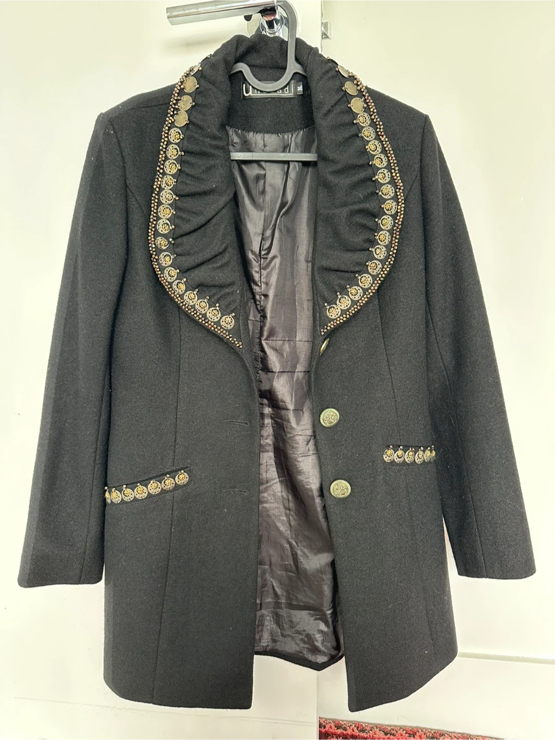 Vintage Unicord Black Embellished Wool Coat - photo 2