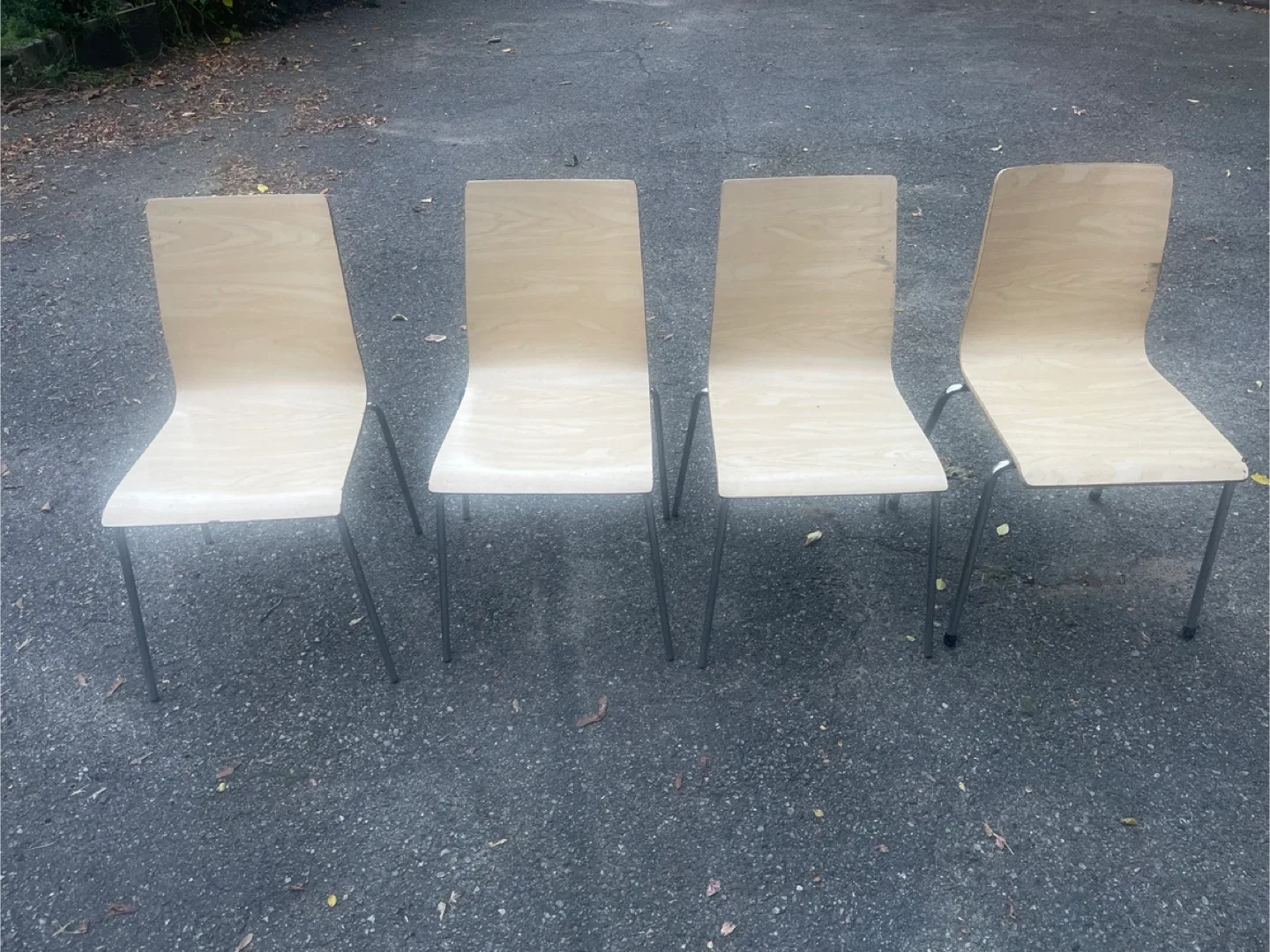 Set of 4 Modern Wood & Chrome Chairs thumbnail