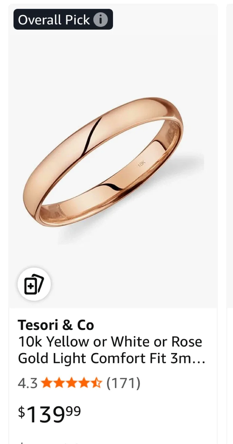 Tesori & Co 10k Rose Gold Comfort Fit Ring (size 7) thumbnail