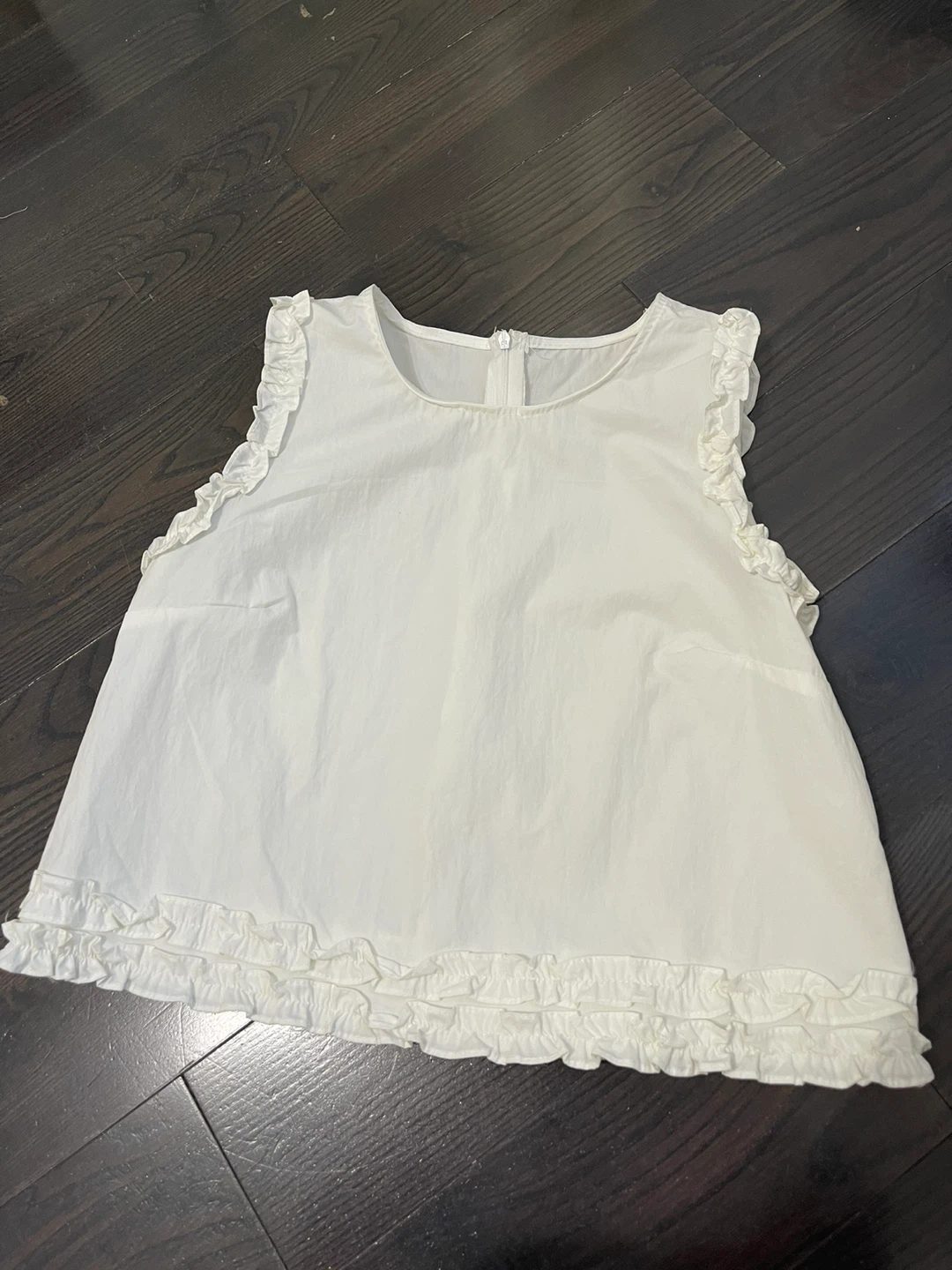 White Ruffle Sleeveless Top - photo 2