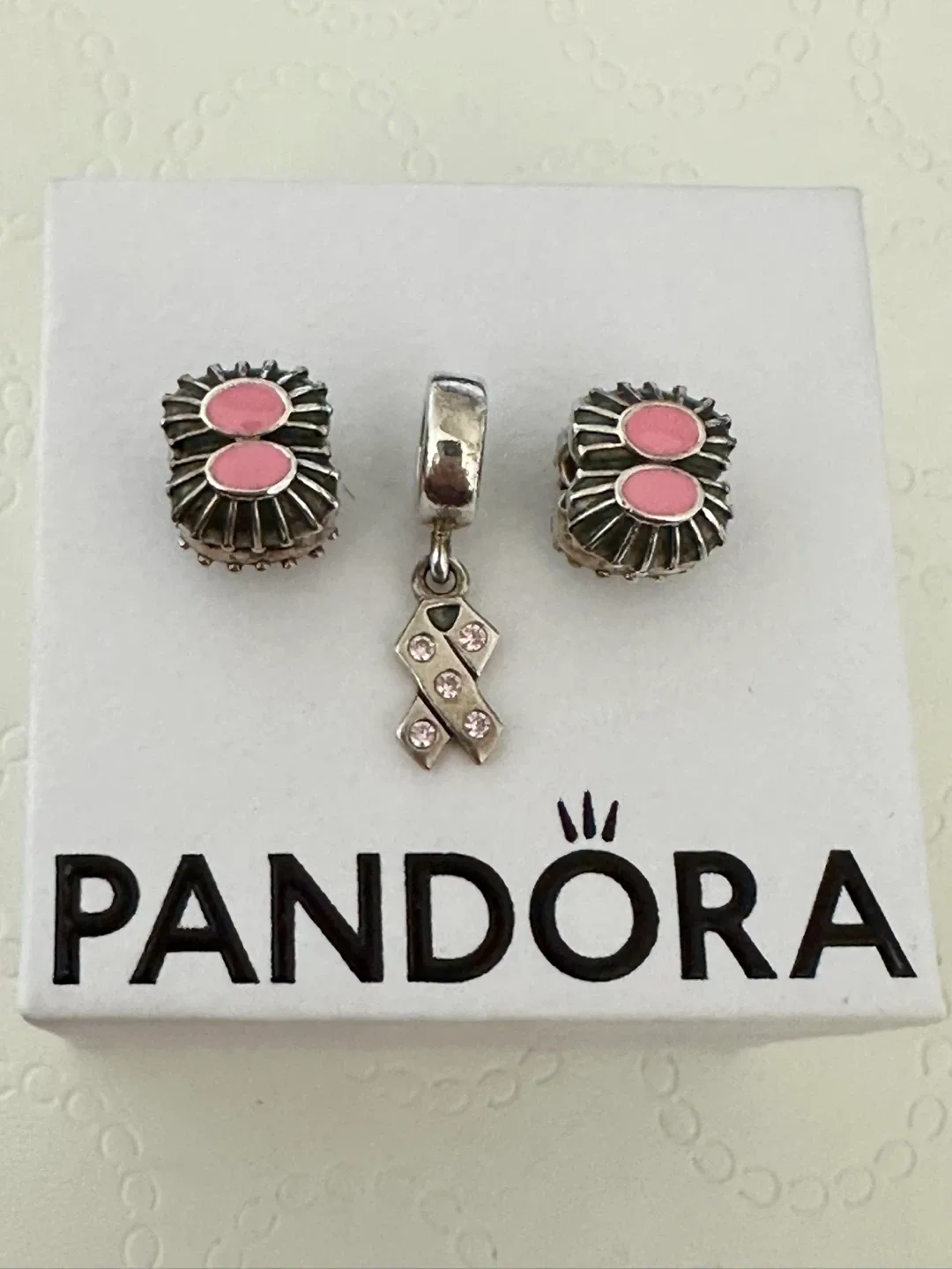 Pandora Charm Set with Pink Ribbon thumbnail