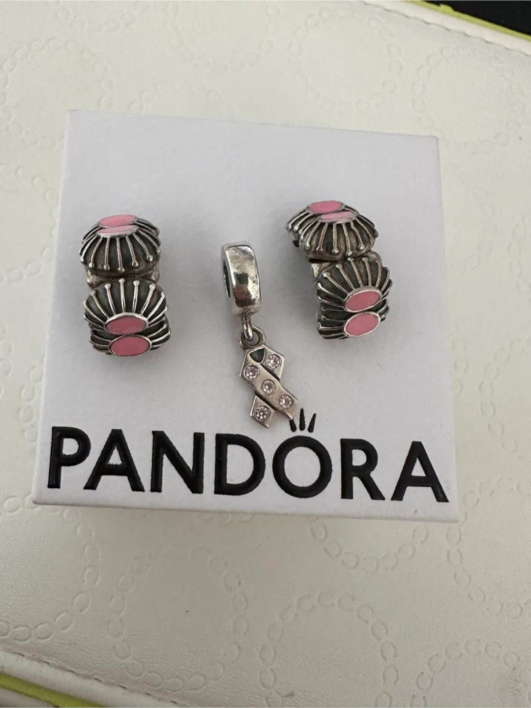 Pandora Charm Set with Pink Ribbon image indicator(3)