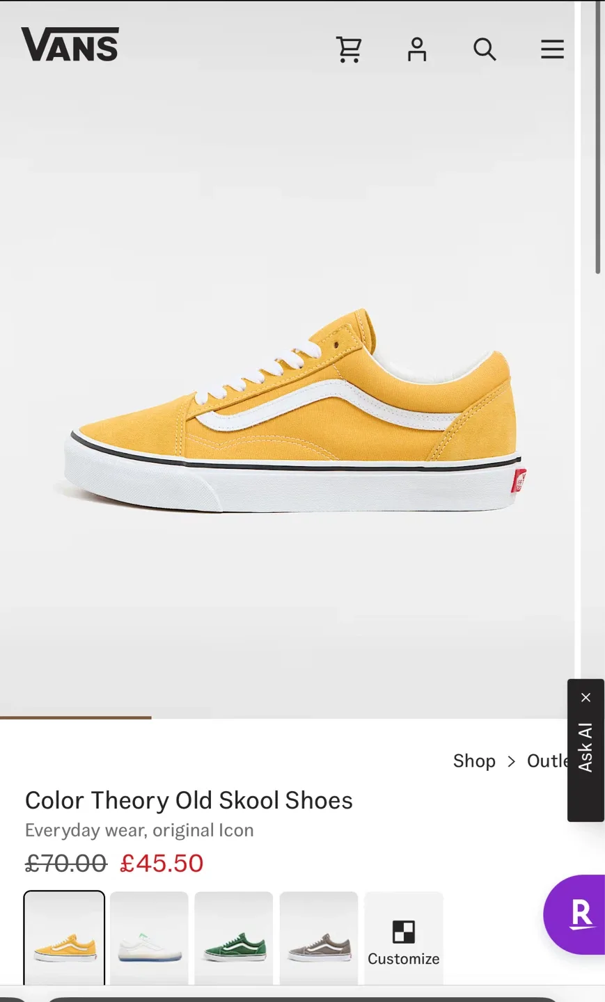 Vans Old Skool Shoes - Size 6 Women's, Gold image indicator(6)