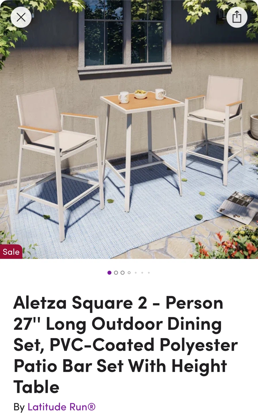 Latitude Run Aletza Square 2-Person Outdoor Bar Set