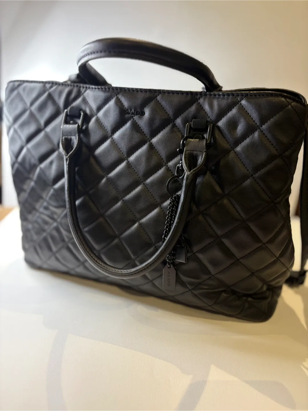 ALDO Quilted Black Tote Bag image indicator(2)