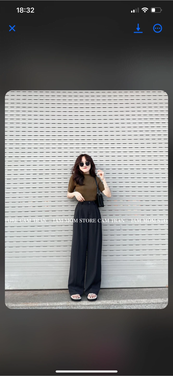 Wide Leg Trousers - Brown , black sz S