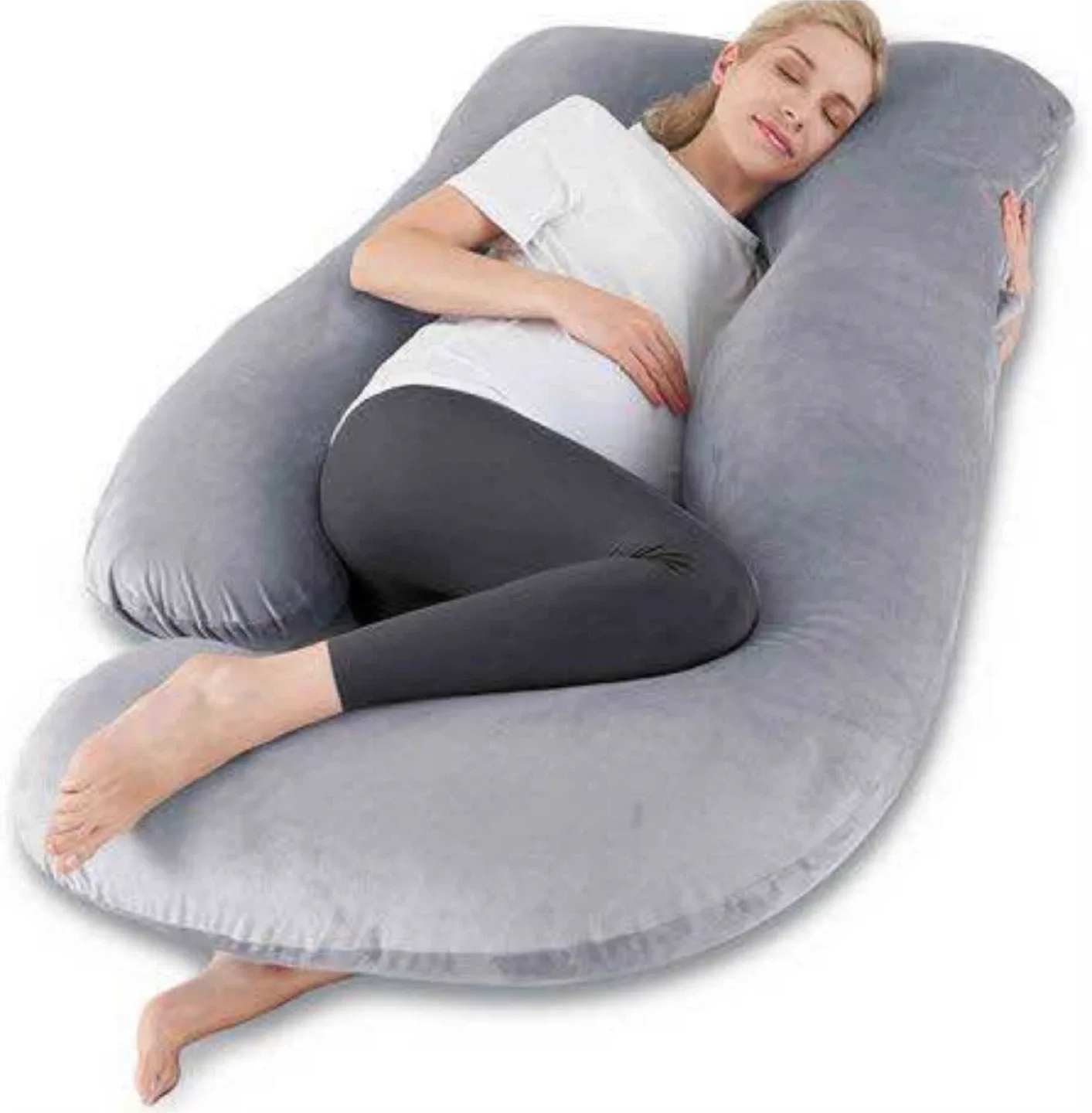 Pregnancy Pillow 57" U Shaped Body Pillow, Grey thumbnail