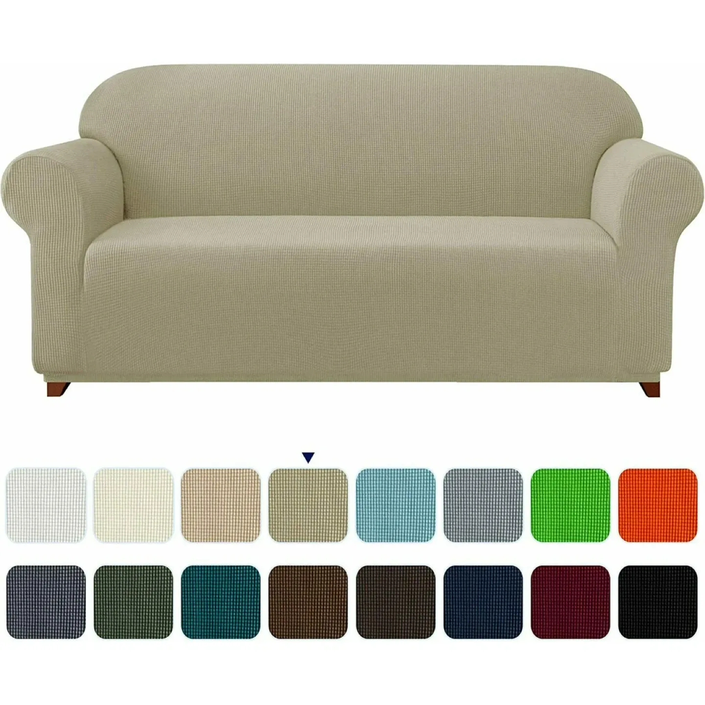 Subrtex Stretch Spandex Sofa Silpcover, Khaki Large thumbnail