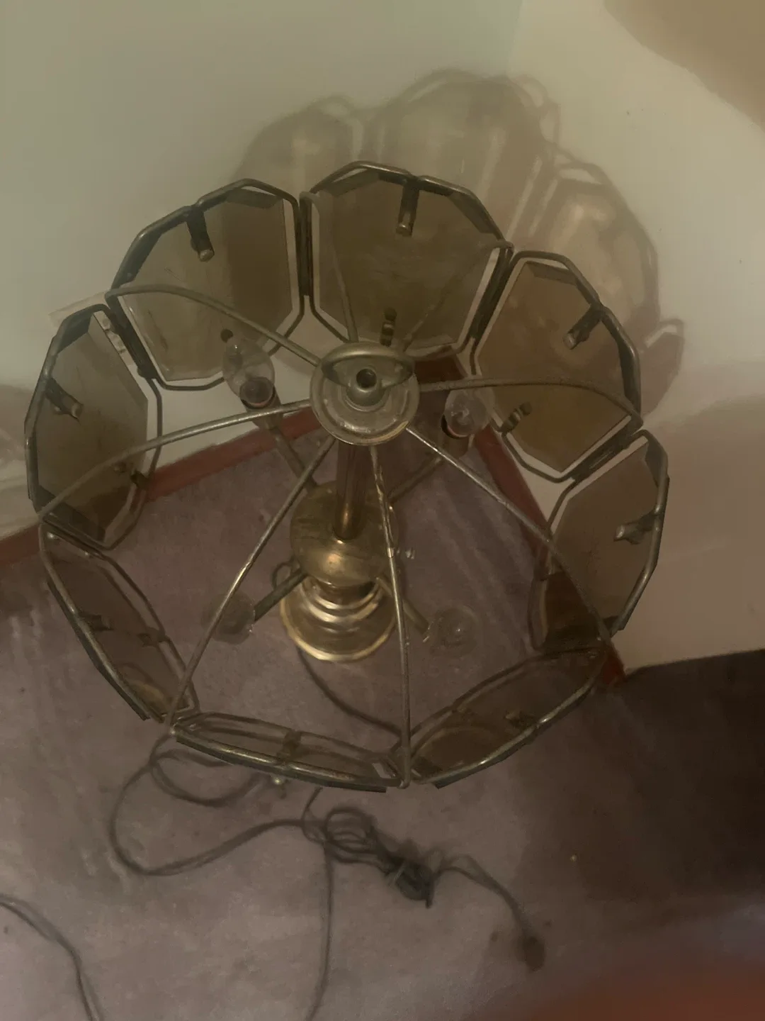 Vintage Brass & Smoked Glass Table Lamps - Set of 2 image indicator(3)