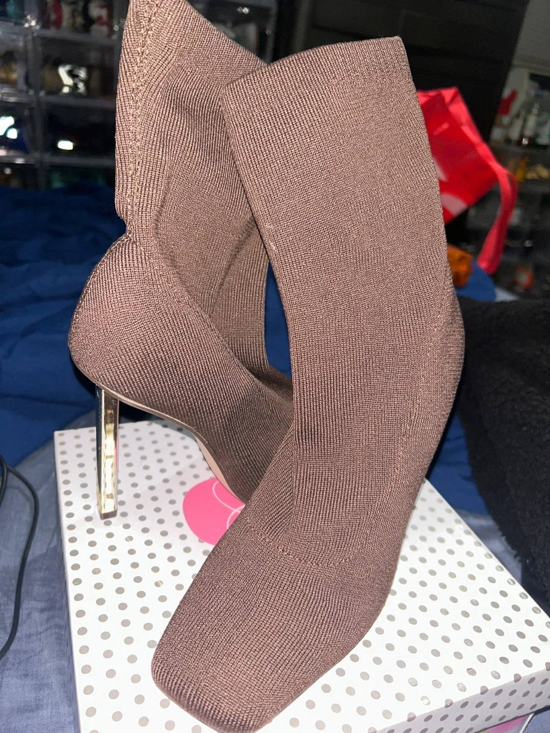 Brown Knit Sock Booties thumbnail