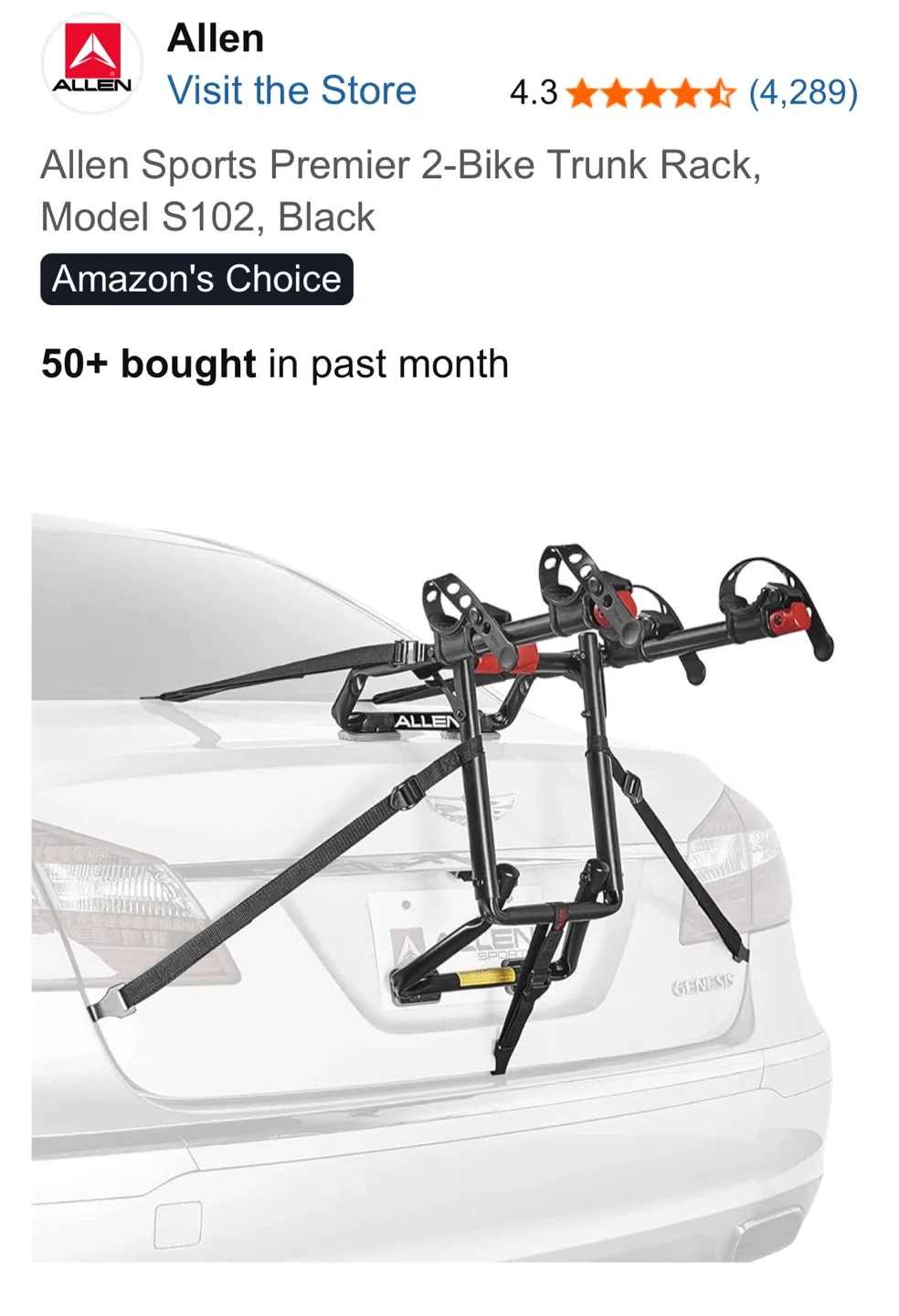 Allen Sports Premier 2-Bike Trunk Rack S102 image indicator(3)