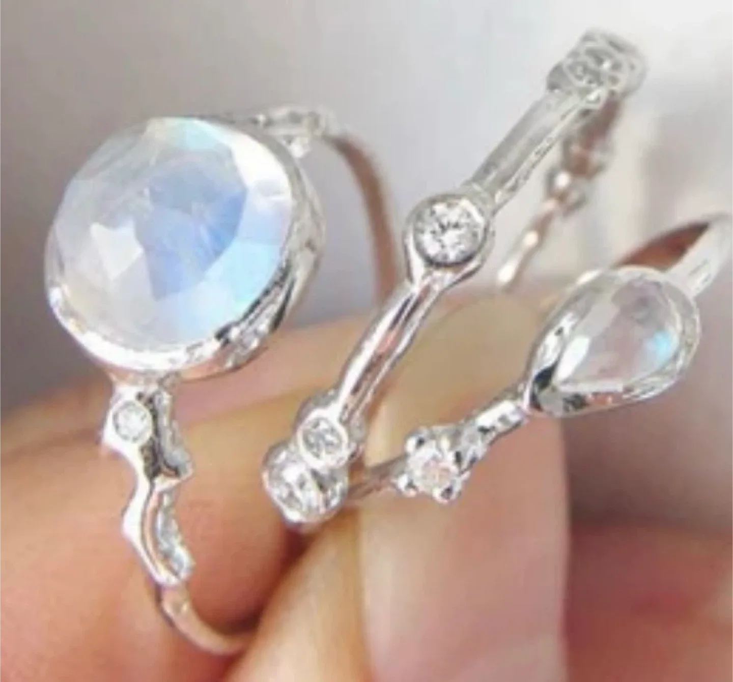 Silver Moonstone Ring M1SA thumbnail