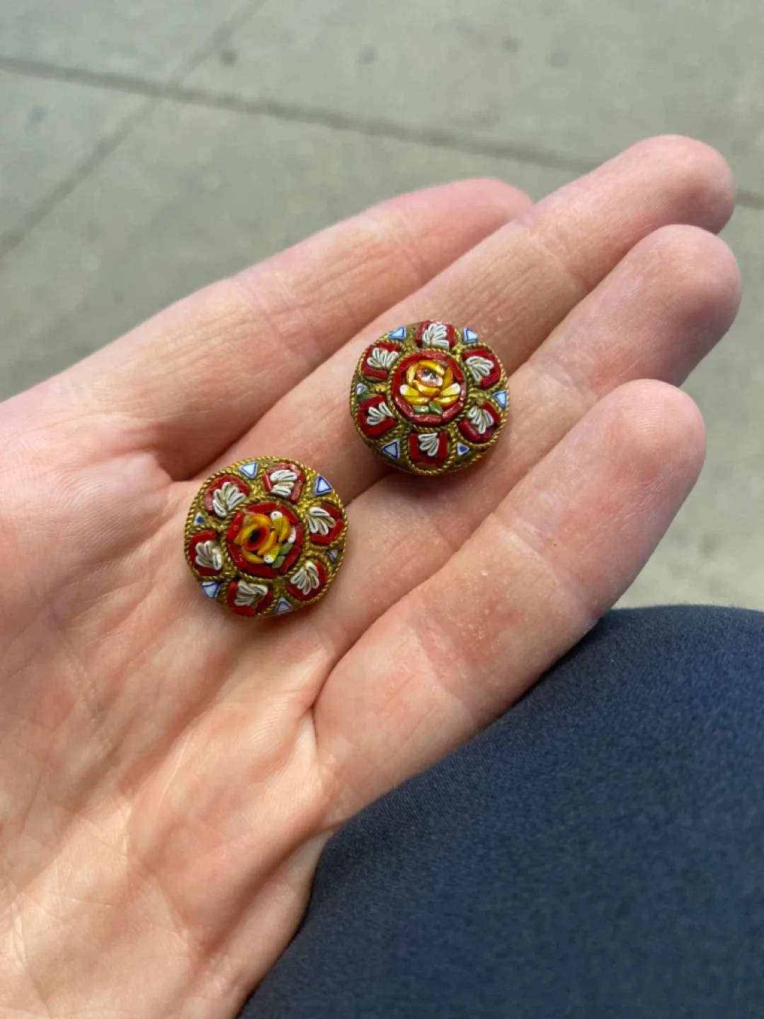 Vintage Micro Mosaic Earrings (clip on) thumbnail