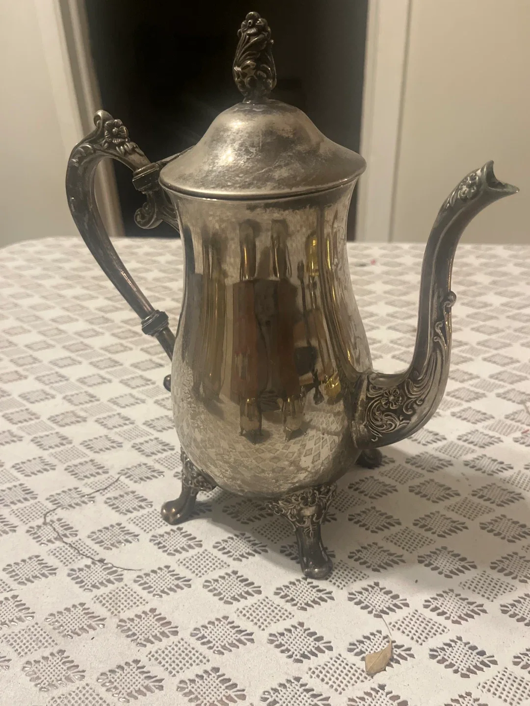 Vintage Silver Coffee Pot with Creamer and Sugar Set image indicator(2)