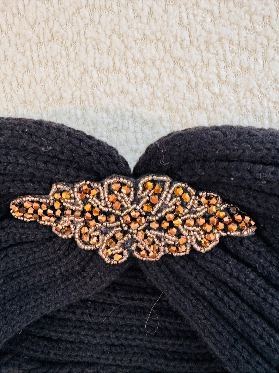 Black Knitted Headband with Embellishment image indicator(3)