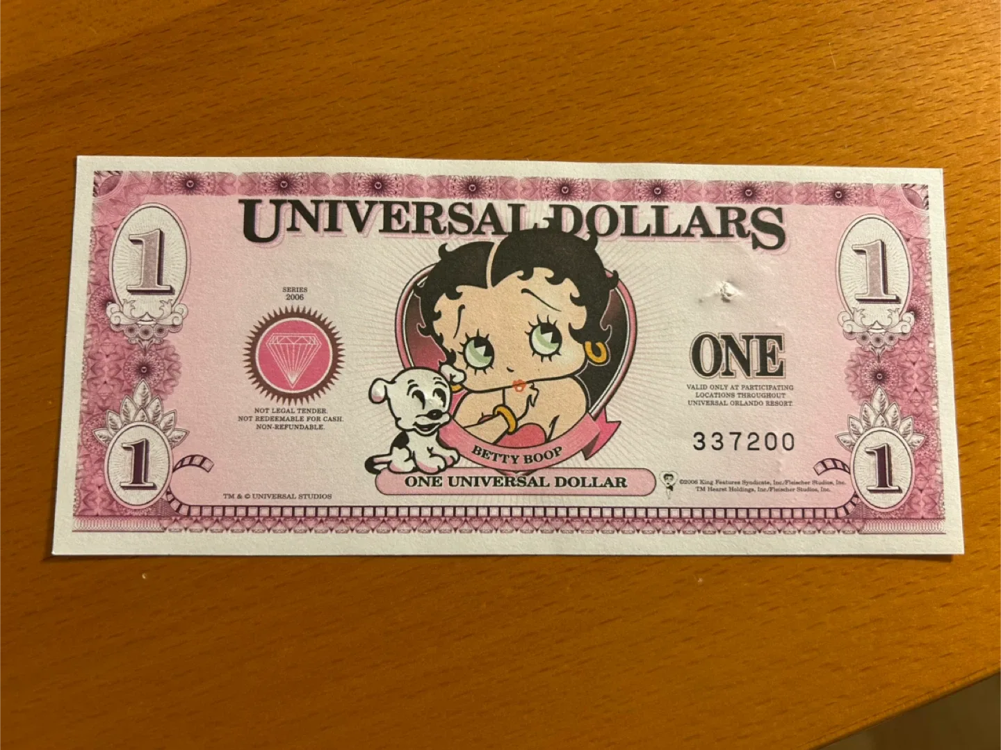 2006. Universal Orlando $1 Dollar - Betty Boop thumbnail
