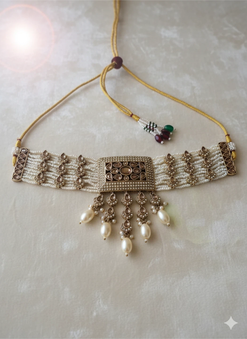 Pearl and Gold Tone Statement Necklace
