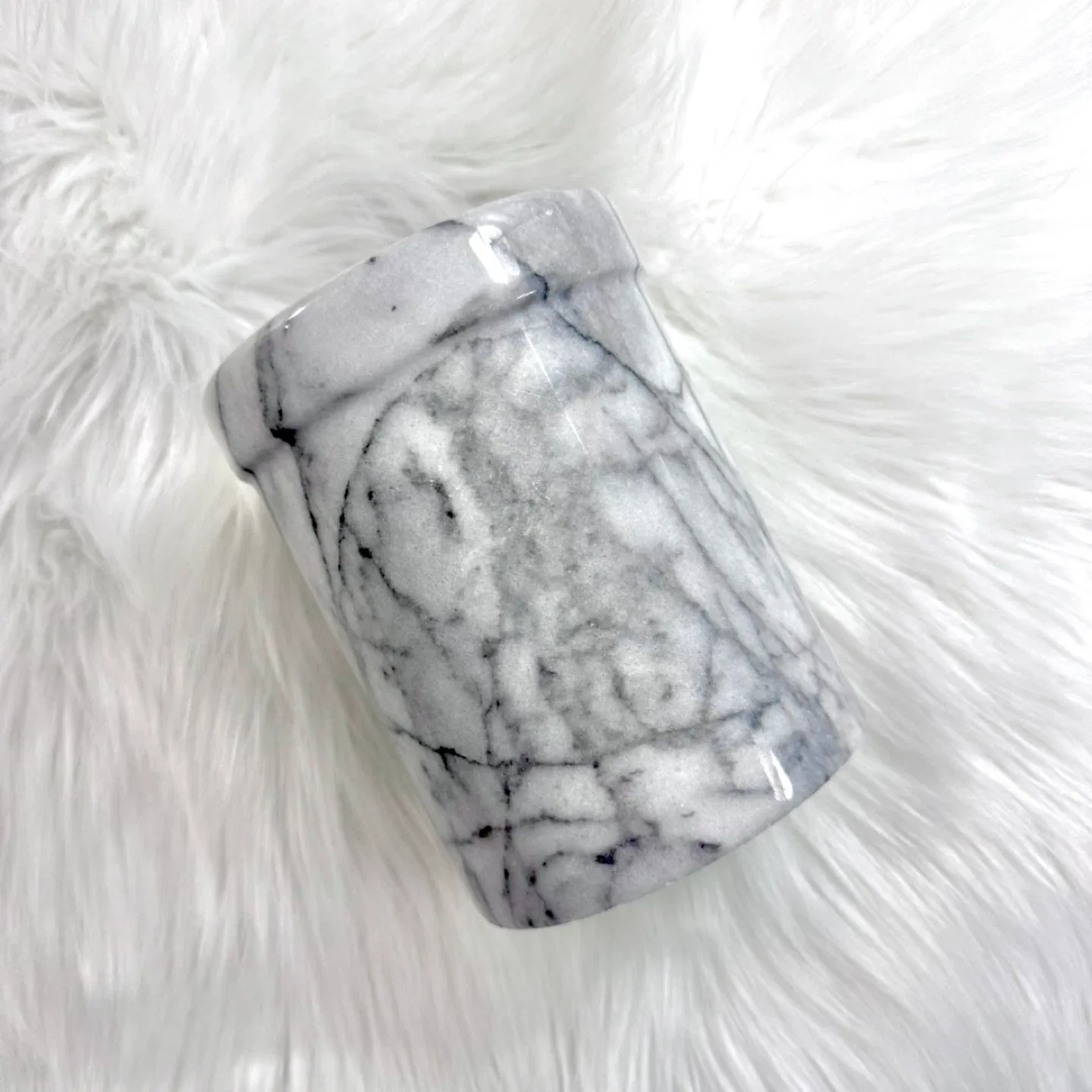 Natural marble kitchen utensil canister thumbnail