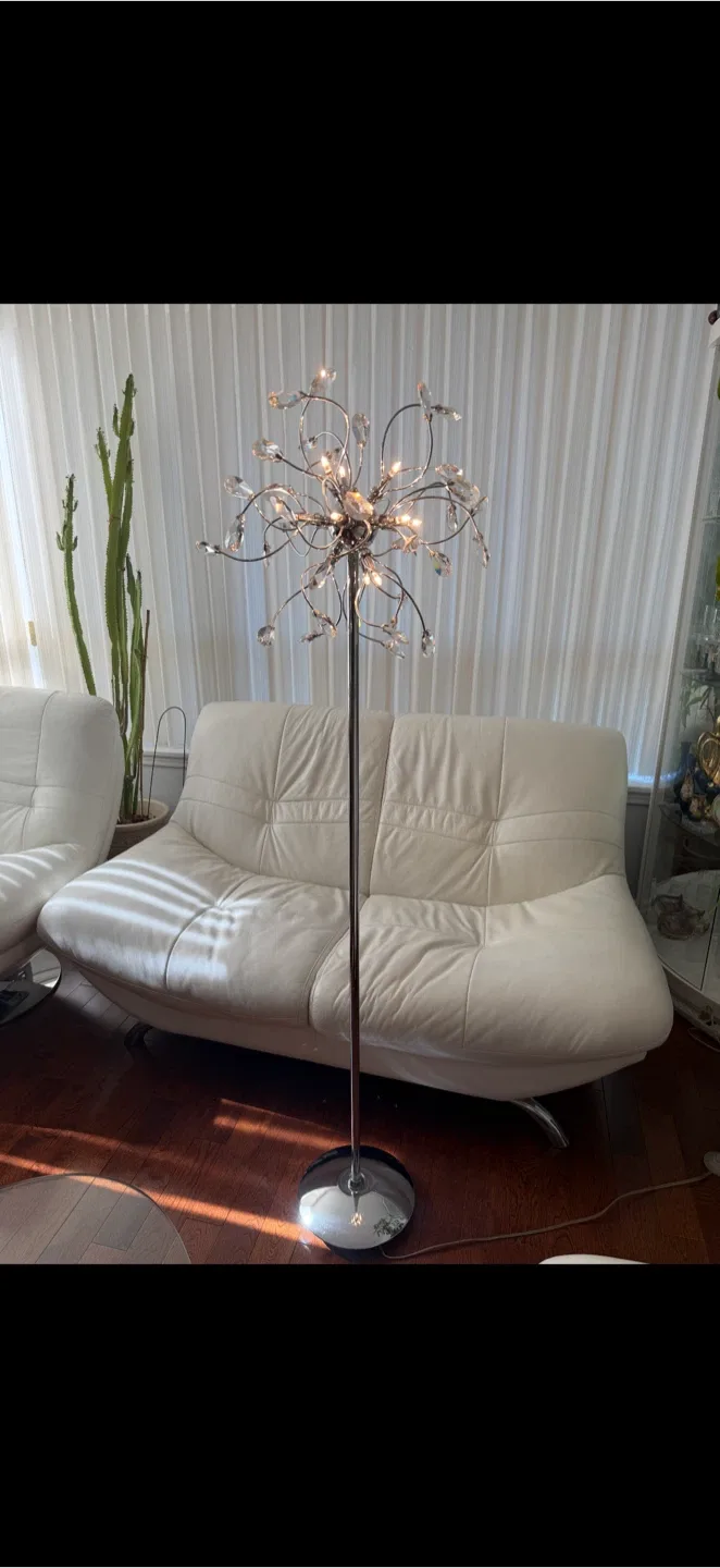 Modern Chrome & Crystal Floor Lamp image indicator(2)