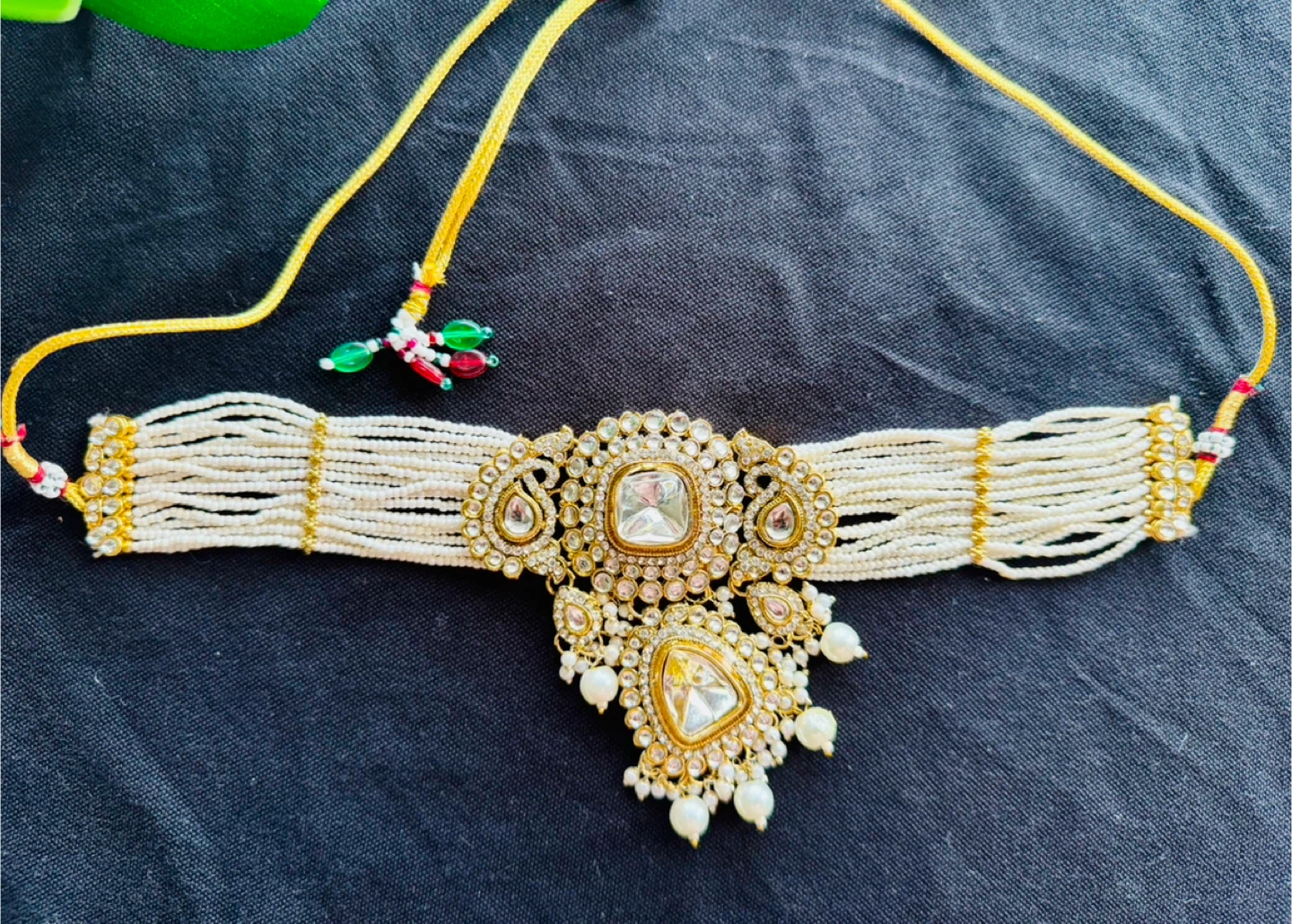 ✨ Kundan Pearl Jewelry Set – Necklace, Earrings & Maang Tikka ✨ - photo 2
