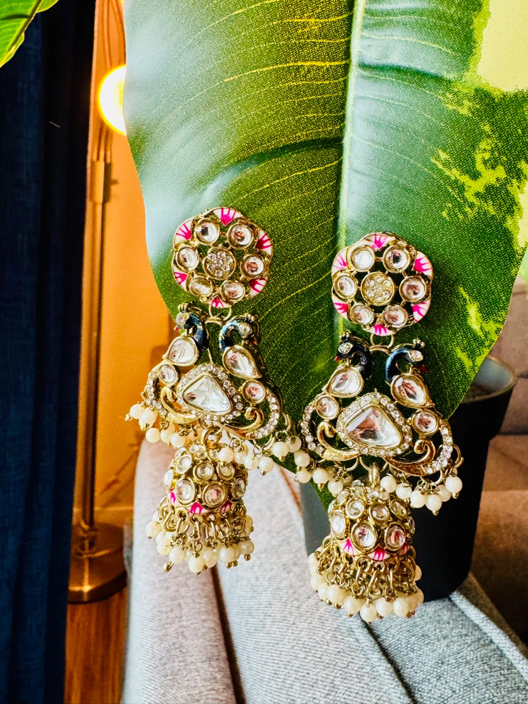 "Peacock Charm Kundan Jhumkas 🦚"