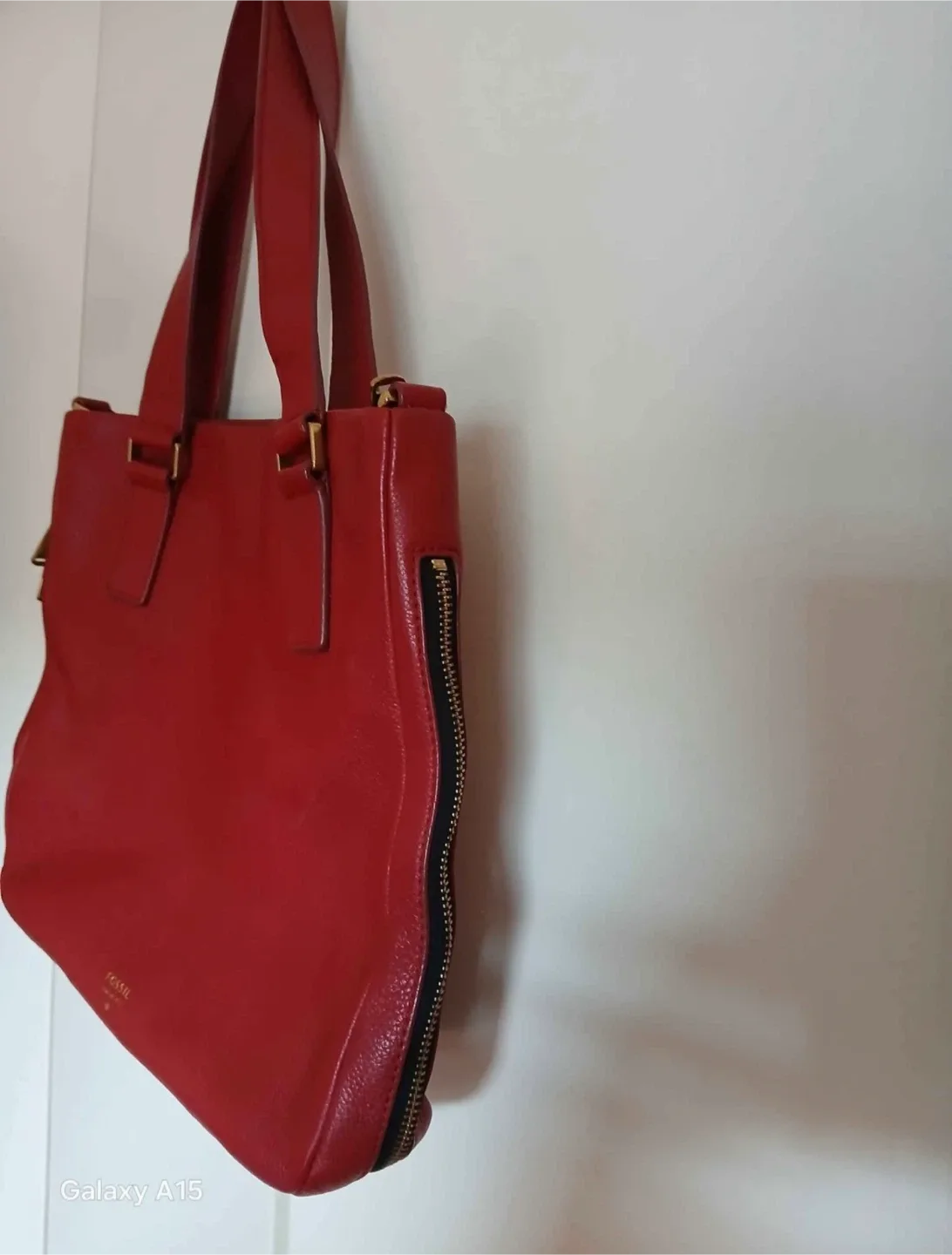 Fossil Red genuine Leather Tote Bag image indicator(2)