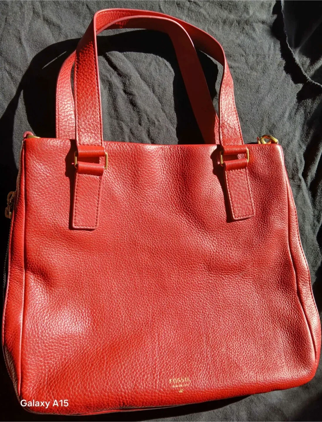 Fossil Red genuine Leather Tote Bag image indicator(4)
