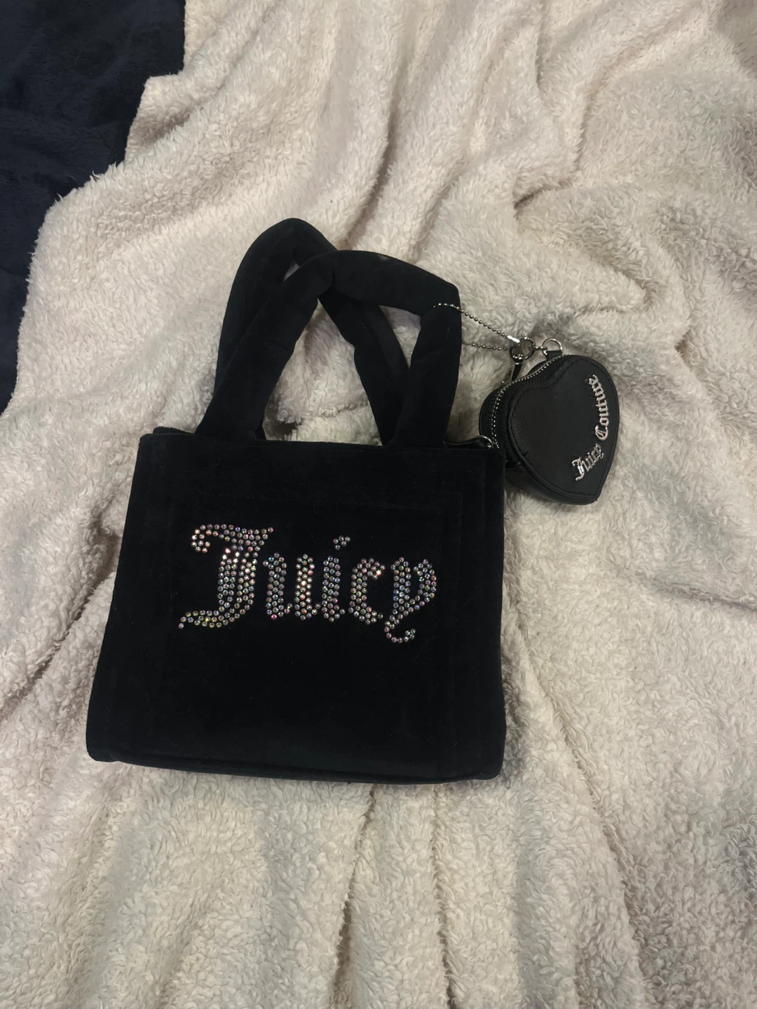 Juicy Couture Black Mini Tote Bag with Heart Coin Purse