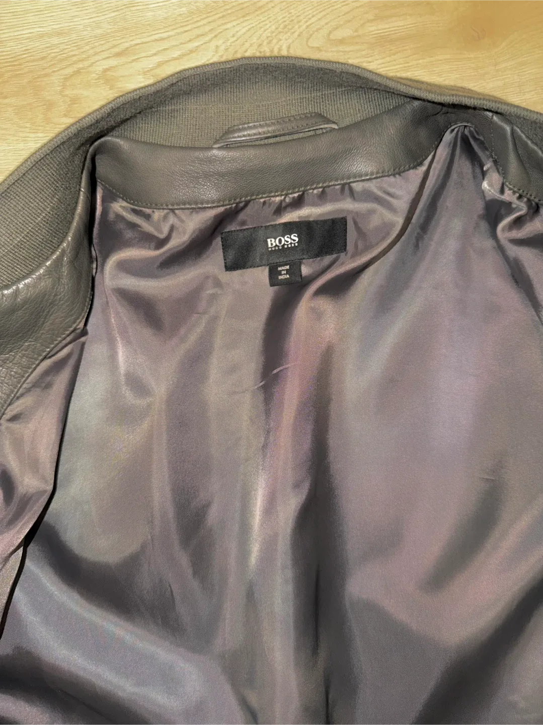 Hugo Boss Leather Bomber Jacket, Size 40R image indicator(2)