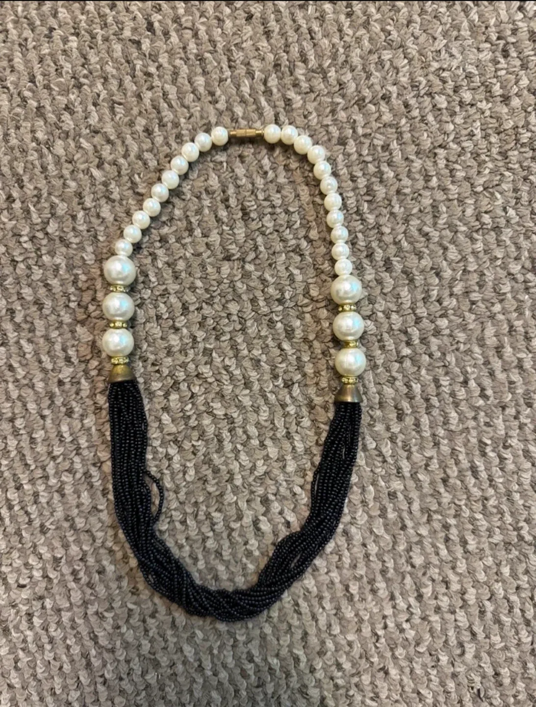 Pearl and Black Bead Necklace 🧡 thumbnail