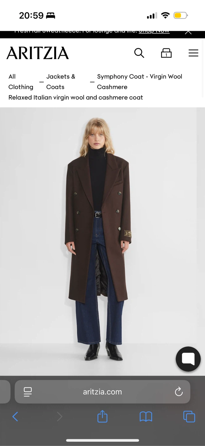 Aritzia Wilfred Symphony Virgin Wool & Cashmere Coat