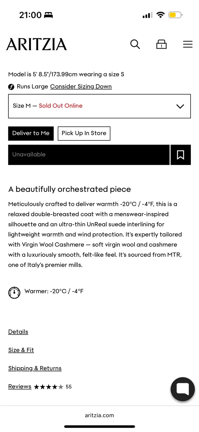 Aritzia Wilfred Symphony Virgin Wool & Cashmere Coat image indicator(6)