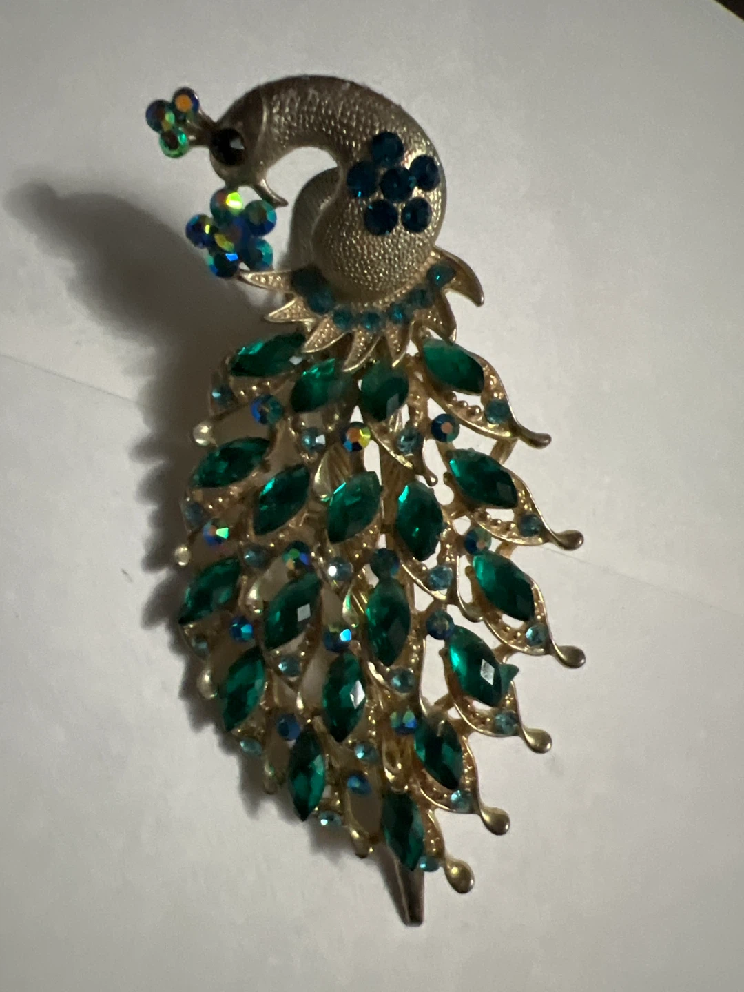 Peacock Brooch - Green and Gold - photo 2