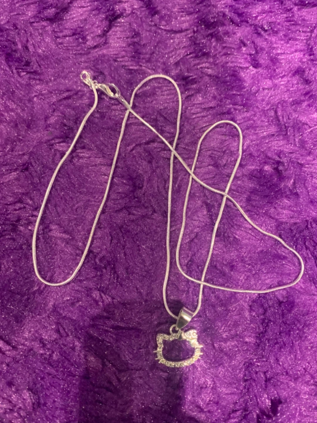 Hello Kitty 925 Silver chain with plated pendant Necklace