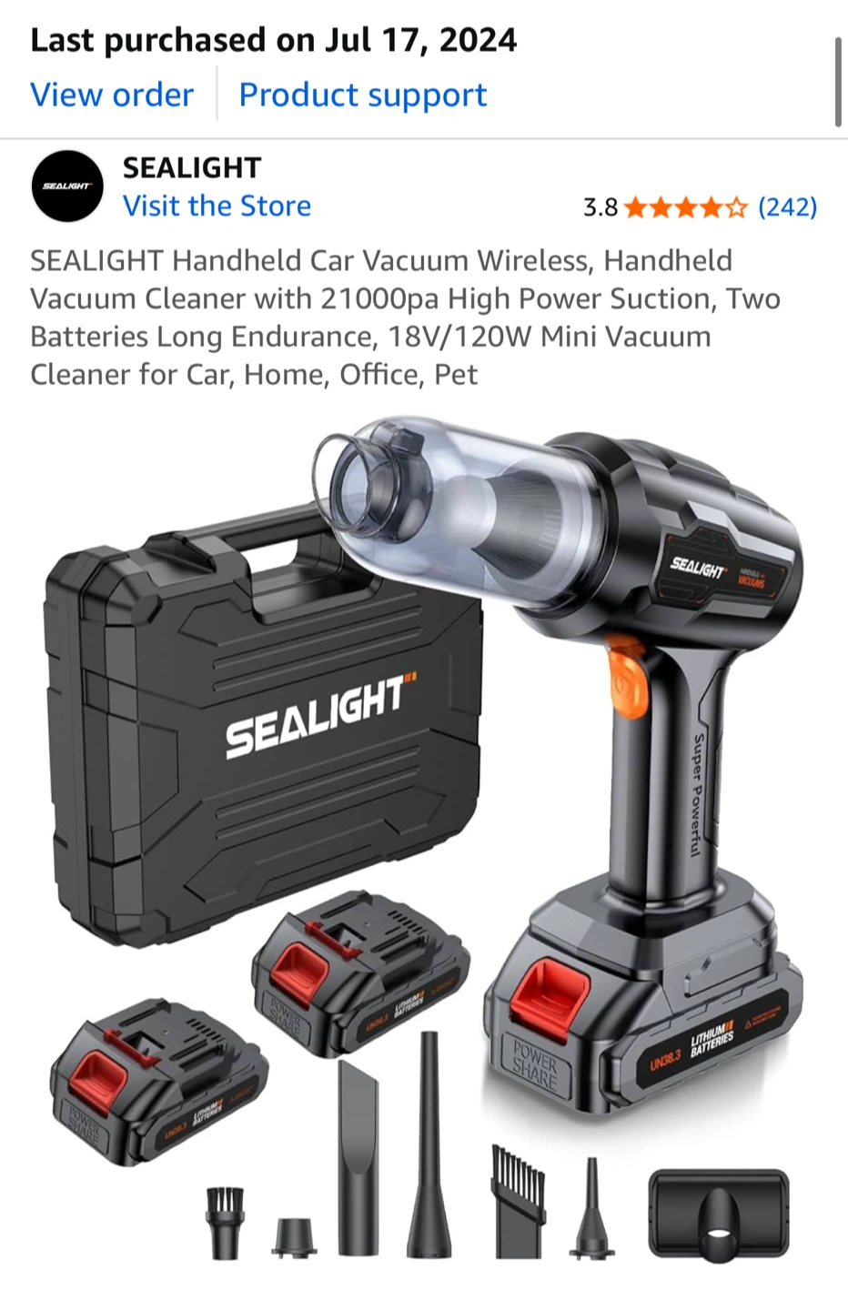 SEALIGHT Handheld Car Vacuum Wireless - photo 2