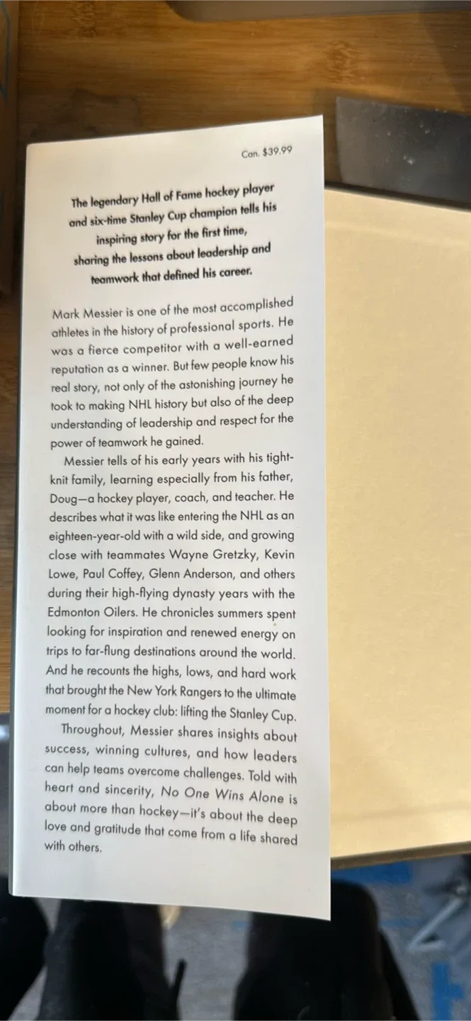 Mark Messier - No One Wins Alone Memoir image indicator(3)