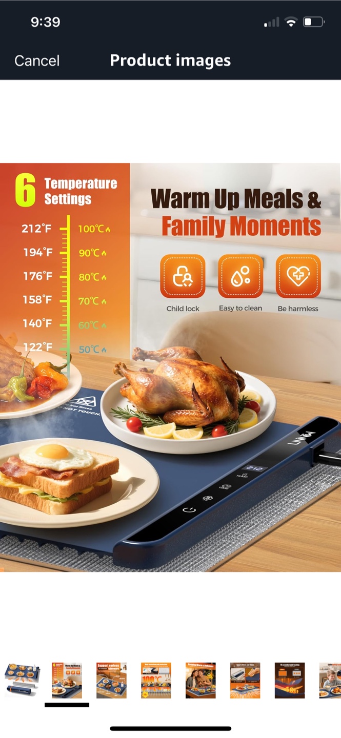 LNNIW Electric Food Warming Mat - Navy Blue - photo 3