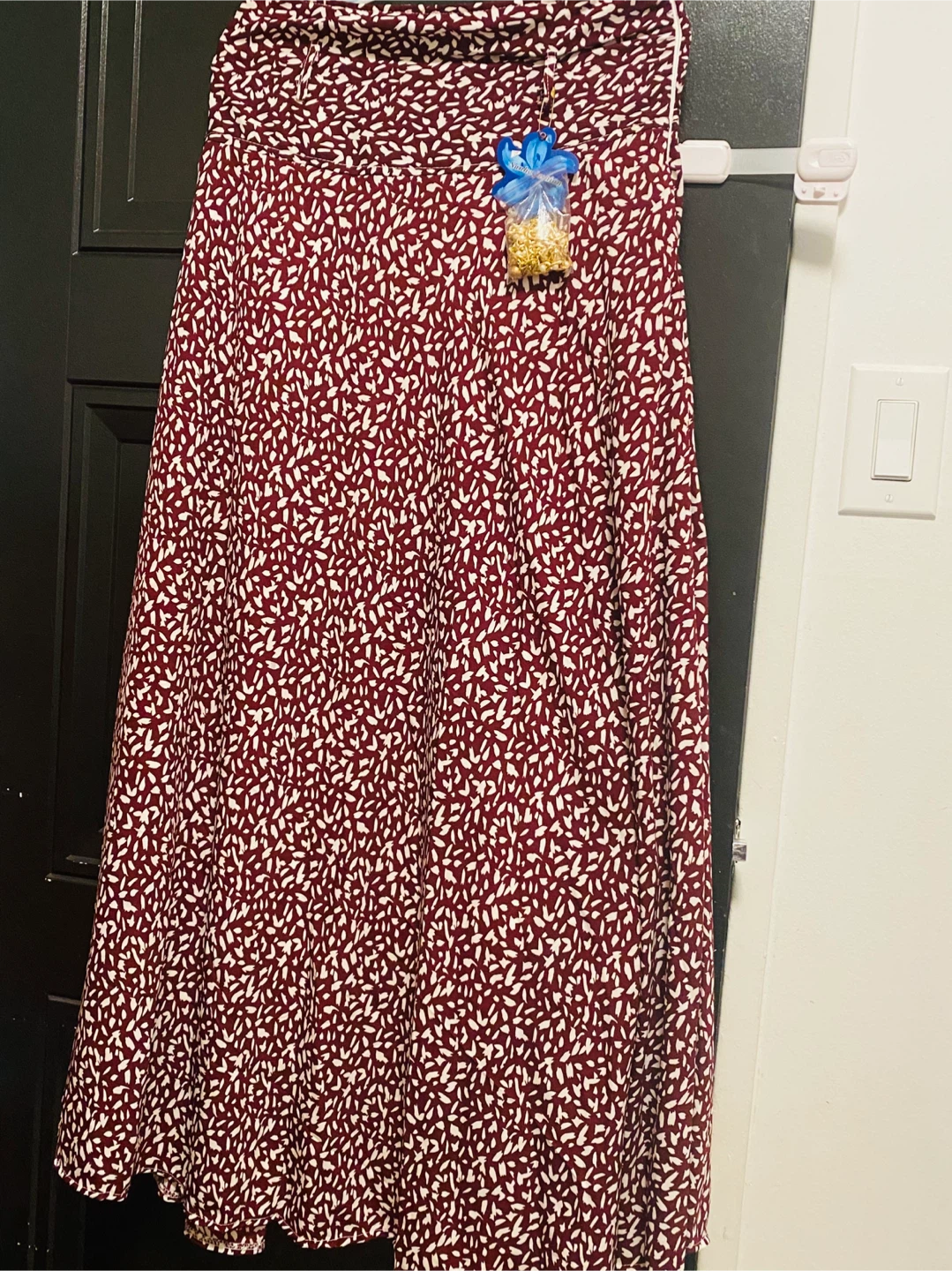 Sanha Fashion Maroon Floral Skirt with Fancy Belt - Large