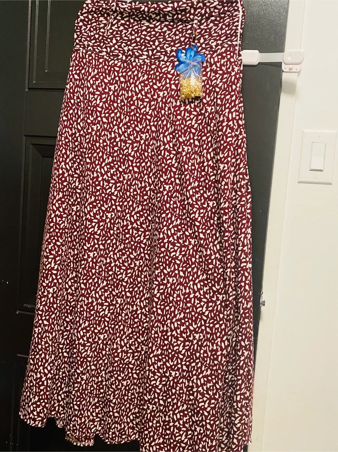 Sanha Fashion Maroon Floral Skirt with Fancy Belt - Large thumbnail