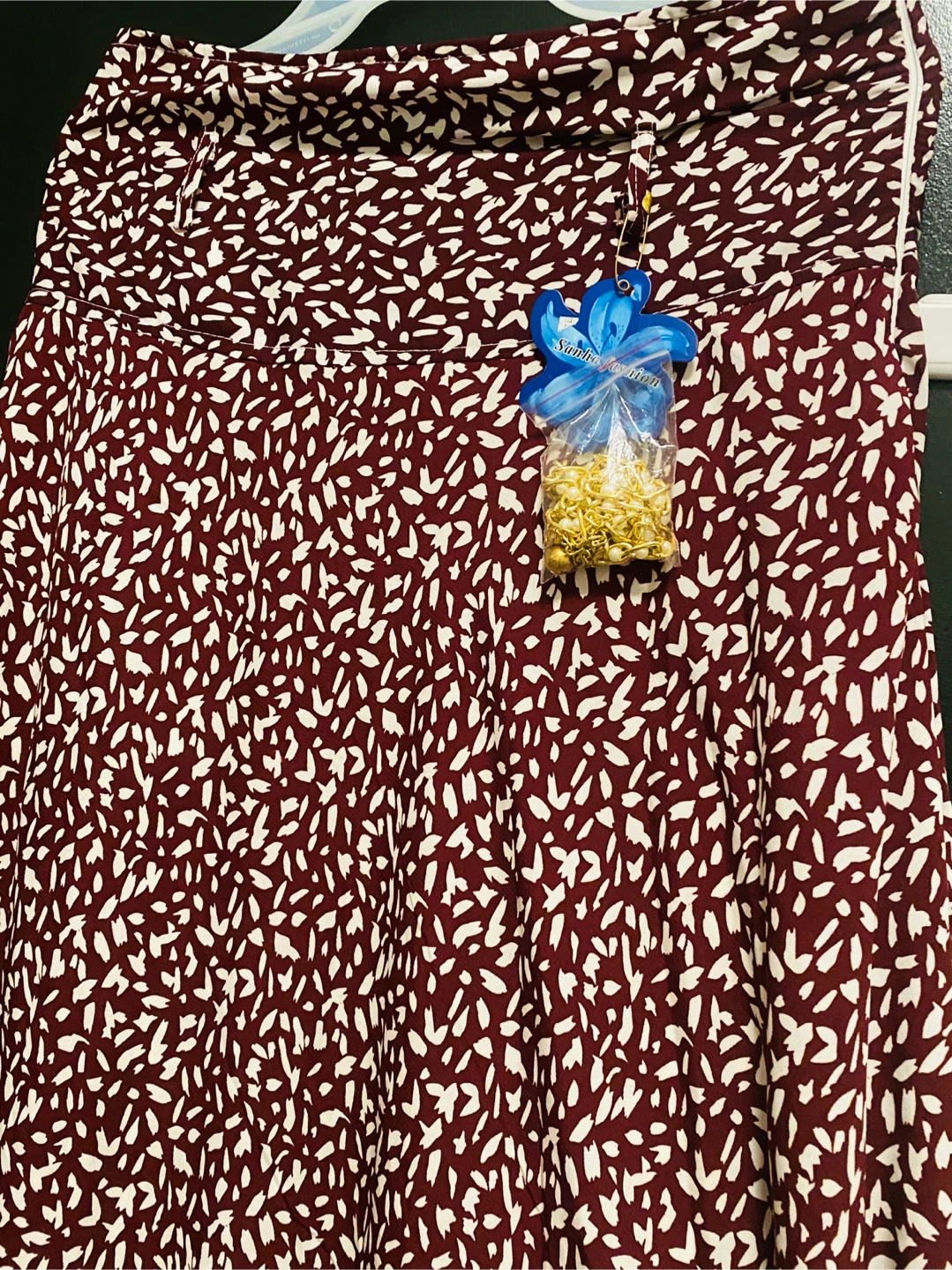 Sanha Fashion Maroon Floral Skirt with Fancy Belt - Large - photo 2